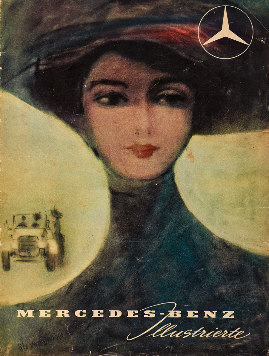 Lilo Rasch-Naegele: Mercédès Jellinek - Magazine cover of the Mercedes-Benz Illustrierte magazine published to mark the International Motor Show 1955
